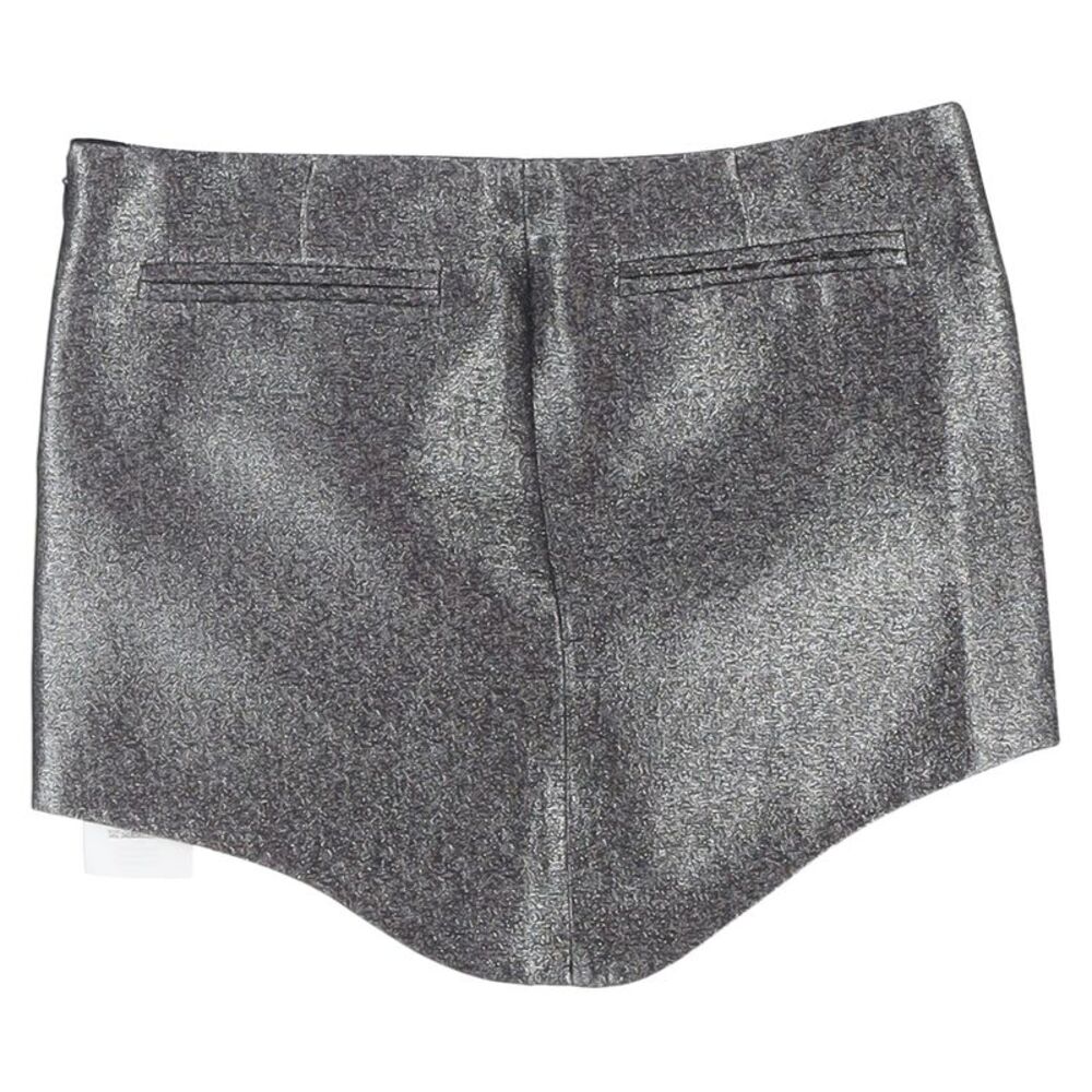 The Attico Wave Tech Shiny Mini Skirt In Grey Lurex - Picture 2 of 3